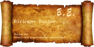 Biringer Eszter névjegykártya